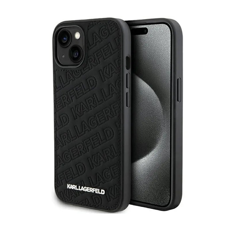 Karl Lagerfeld Quilted K Pattern – dėklas iPhone 15 telefonui (juodas)