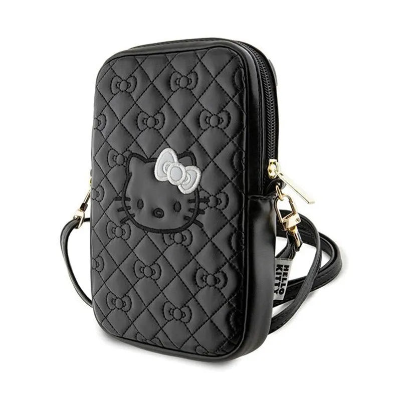 Hello Kitty Quilted Bows Strap – Crossbody krepšys telefonui (juodas)