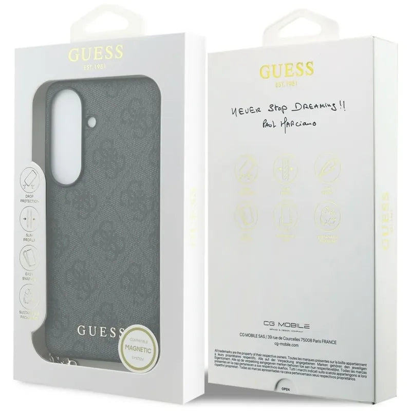 Guess 4G Classic Logo Charm MagSafe – dėklas Samsung Galaxy S26 (juodas)