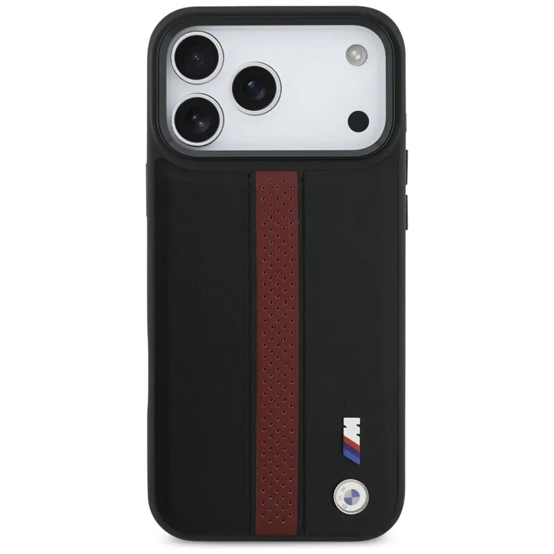 BMW M Perforated Stripe Logo MagSafe - iPhone 17 Pro Max dėklas (raudonas)