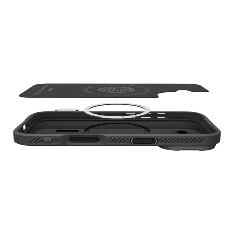 Spigen Optik Armor Mag MagSafe – dėklas iPhone 17 (juodas)