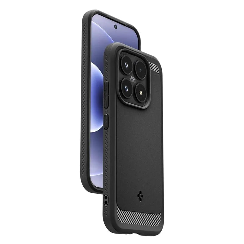 Spigen Rugged Armor – Dėklas, skirtas Xiaomi 17 (Matinė juoda)