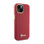 Guess Silicone Script Metal Logo & Frame dėklas iPhone 15 telefonui (purpurinis)