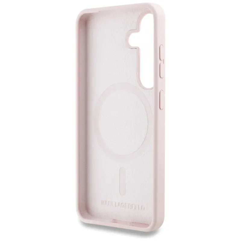 Karl Lagerfeld Silicone Double Heads And Circle MagSafe – Dėklas Samsung Galaxy S25 telefonui (rožinis)