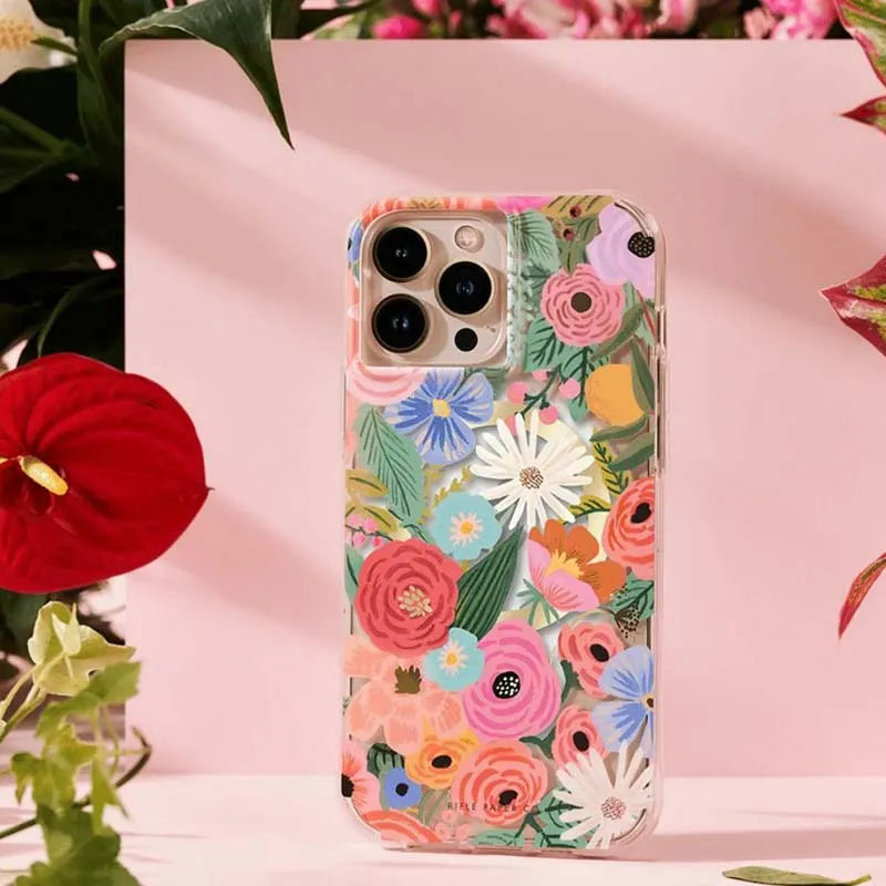 Rifle Paper Clear MagSafe – dėklas iPhone 14 Pro Max (Garden Party Blush)