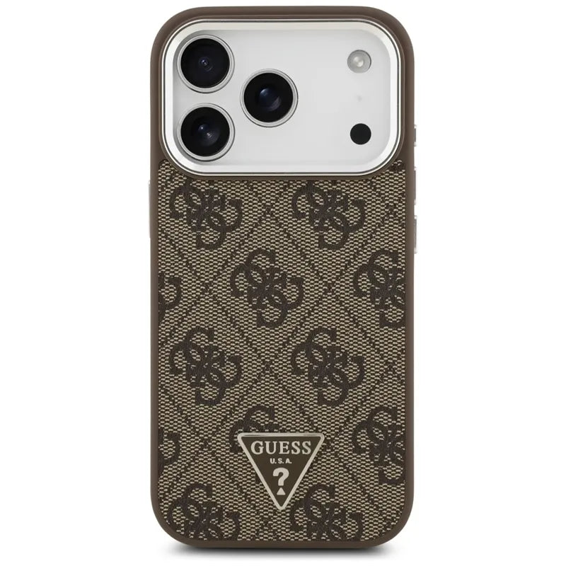 „Guess 4G Triangle Logo MagSafe“ dėklas „iPhone 17 Pro“ (rudas)