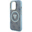 Guess IML Metal Glitter 4G Circle Triangle MagSafe – Dėklas iPhone 16 Pro (mėlynas)