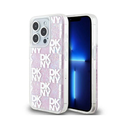 „DKNY Liquid Glitter Multilogo“ – dėklas „iPhone 15 Pro“ (rožinis)