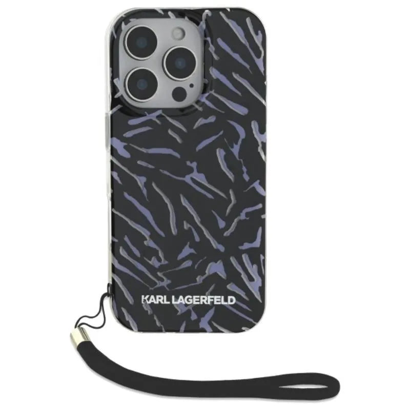 Karl Lagerfeld Zebra With Cord – dėklas iPhone 16 Pro Max (violetinis)