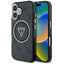 Guess IML Metal Glitter 4G Circle Triangle MagSafe – dėklas iPhone 16 (juodas)