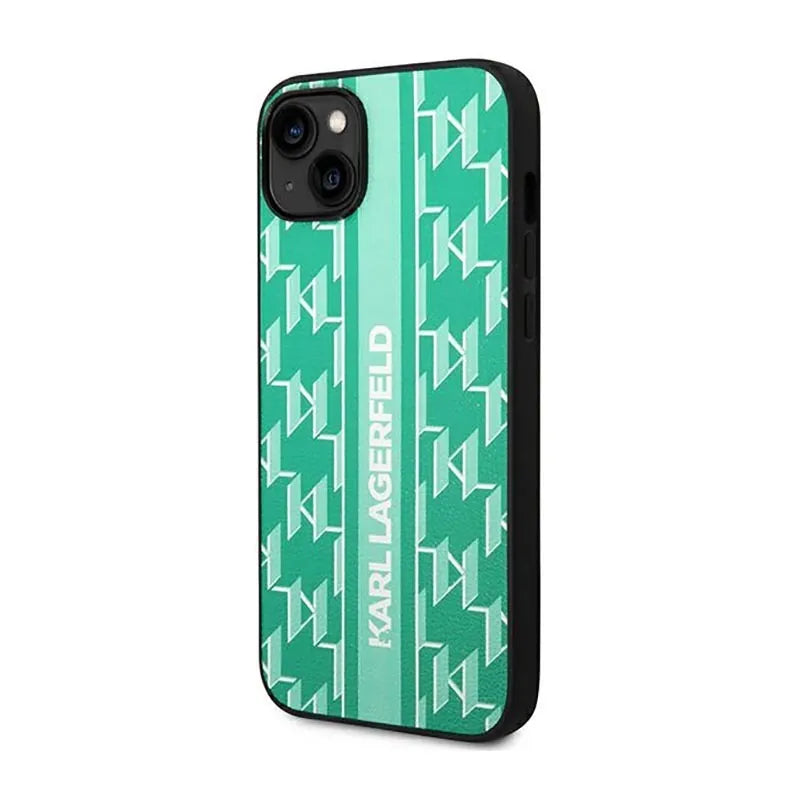 Karl Lagerfeld Monogram Stripe – Dėklas, skirtas iPhone 14 Plus (žalias)