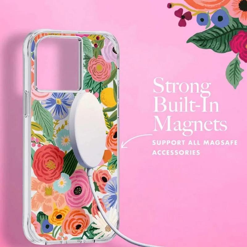 Rifle Paper Clear MagSafe – dėklas iPhone 14 Pro Max (Garden Party Blush)