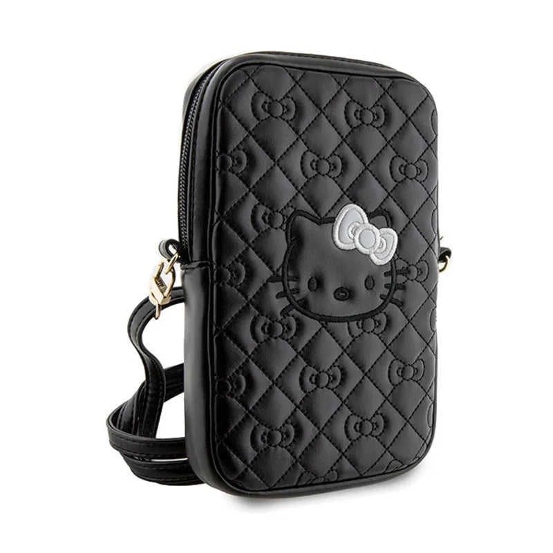 Hello Kitty Quilted Bows Strap – Crossbody krepšys telefonui (juodas)