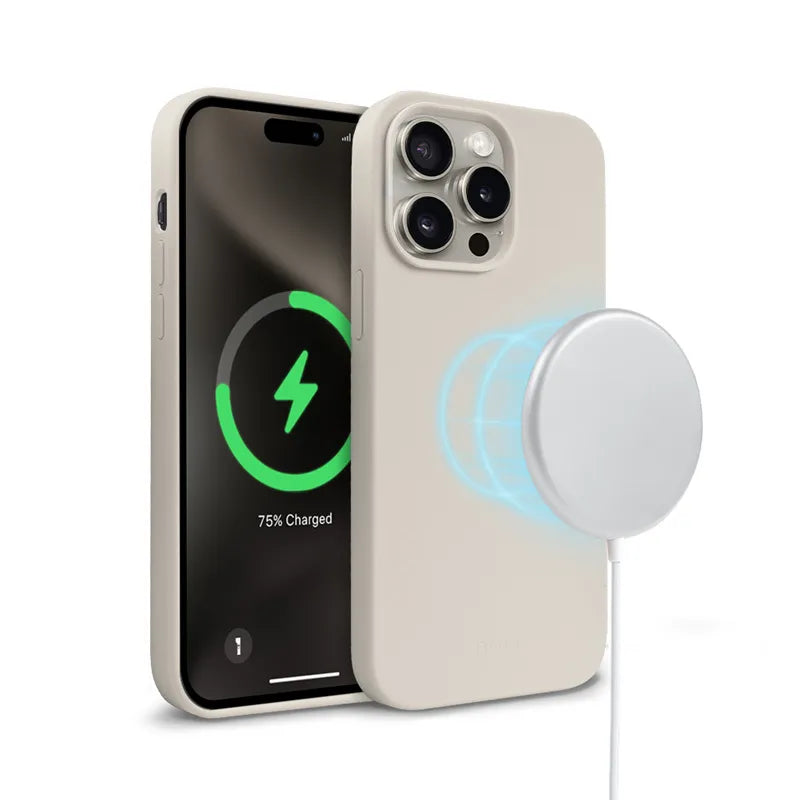 Crong Color Cover Magnetic – „iPhone 15 Pro Max“ „MagSafe“ dėklas (smėlio spalvos)