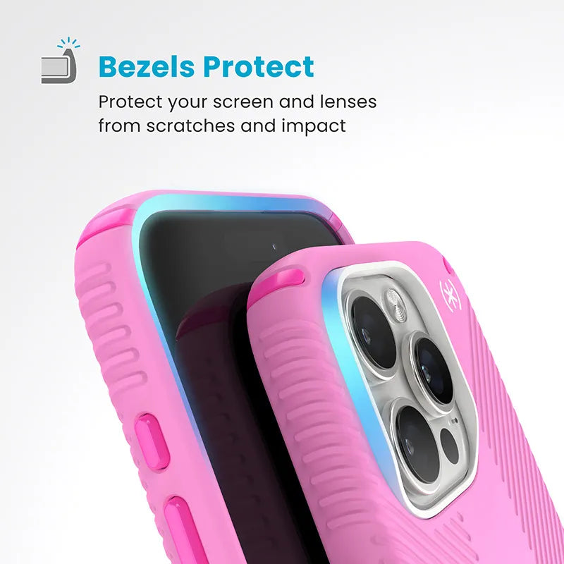 Speck Presidio2 Grip ClickLock & MagSafe dėklas - iPhone 16 Pro (True Pink / Shocking Pink / White)