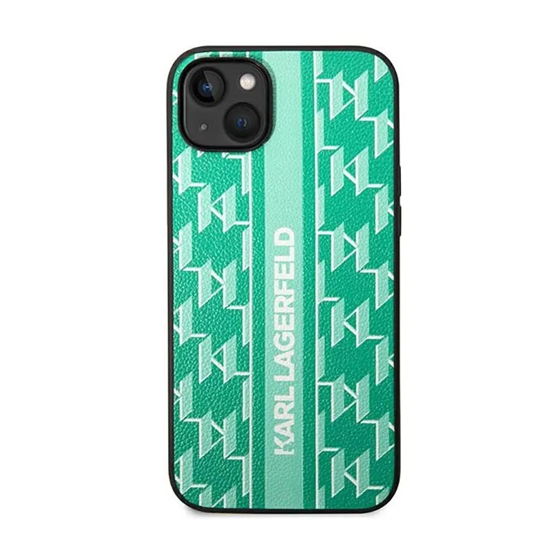 Karl Lagerfeld Monogram Stripe – Dėklas, skirtas iPhone 14 Plus (žalias)