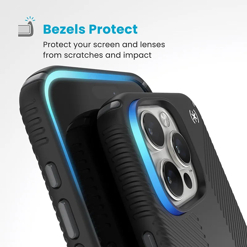 Speck Presidio2 Grip ClickLock & MagSafe – iPhone 16 Pro Max dėklas (juodas / skalūno pilkas / baltas)