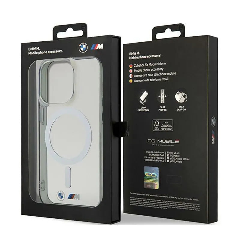 BMW Silver Ring MagSafe - dėklas iPhone 14 Pro Max (skaidrus)