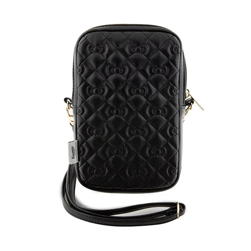 Hello Kitty Quilted Bows Strap – Crossbody krepšys telefonui (juodas)