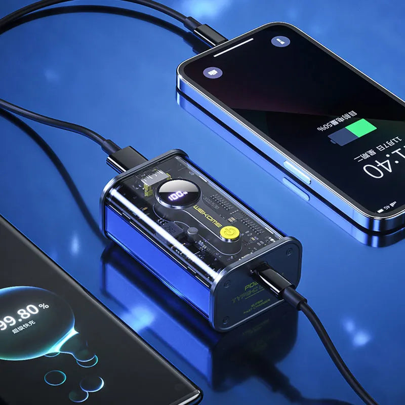 WEKOME WP-333 Vanguard Series – Išorinė baterija (power bank) 10000 mAh Super Charging PD 20W + QC 22.5W (juoda / skaidri)