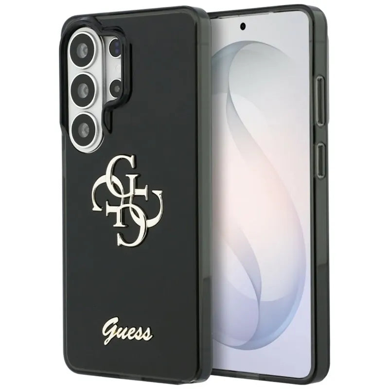 Guess IML Big Metal 4G Script – dėklas Samsung Galaxy S26 Ultra (juodas)