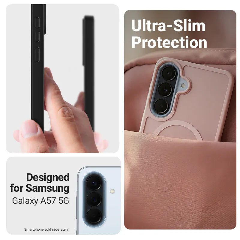 Crong Hybrid Matte Magnetic - MagSafe dėklas Samsung Galaxy A57 (rožinis)
