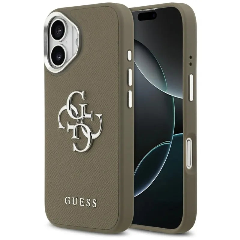 Guess Grained Big 4G Classic Logo – Dėklas iPhone 17 (ruda)