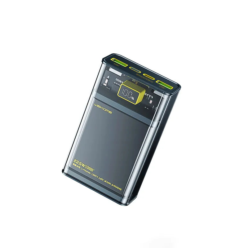 WEKOME WP-321 Vanguard Series – 20000 mAh išorinė baterija, itin greitas įkrovimas, PD 20W + QC 22.5W (juoda / skaidri)