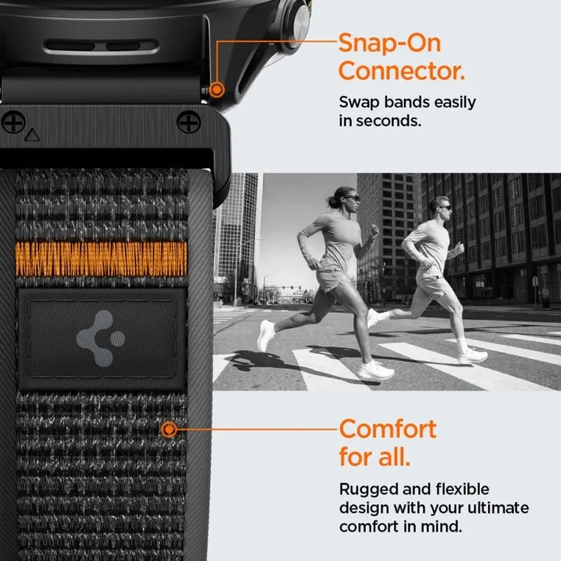Spigen Athlex Air – „Garmin QuickFit“ dirželis 22 mm (Active Black / Orange)