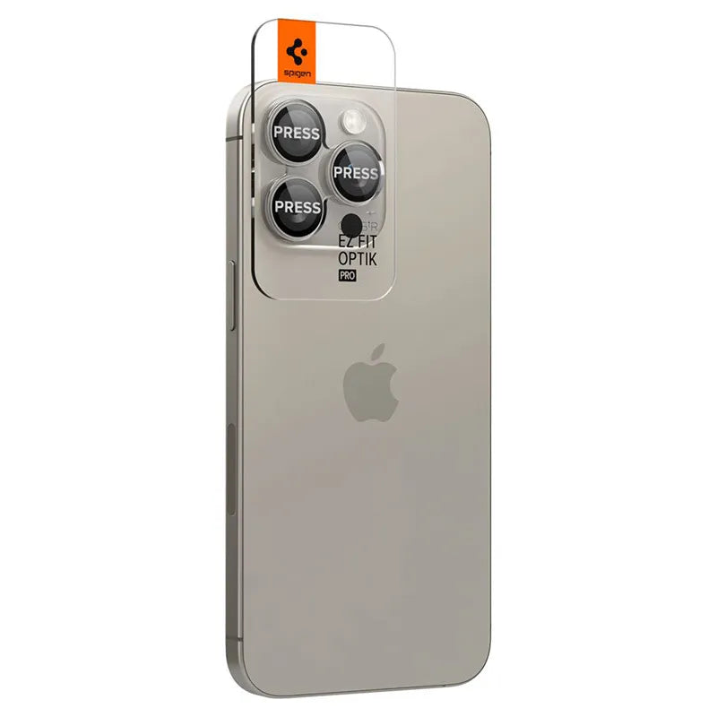 Spigen Optik Pro GLAS.TR EZ Fit kameros apsauga 2 vnt. pakuotė - objektyvo apsauginis stiklas, skirtas iPhone 17 Pro / 17 Pro Max / iPhone 15 Pro / 15 Pro Max / iPhone 14 Pro / 14
