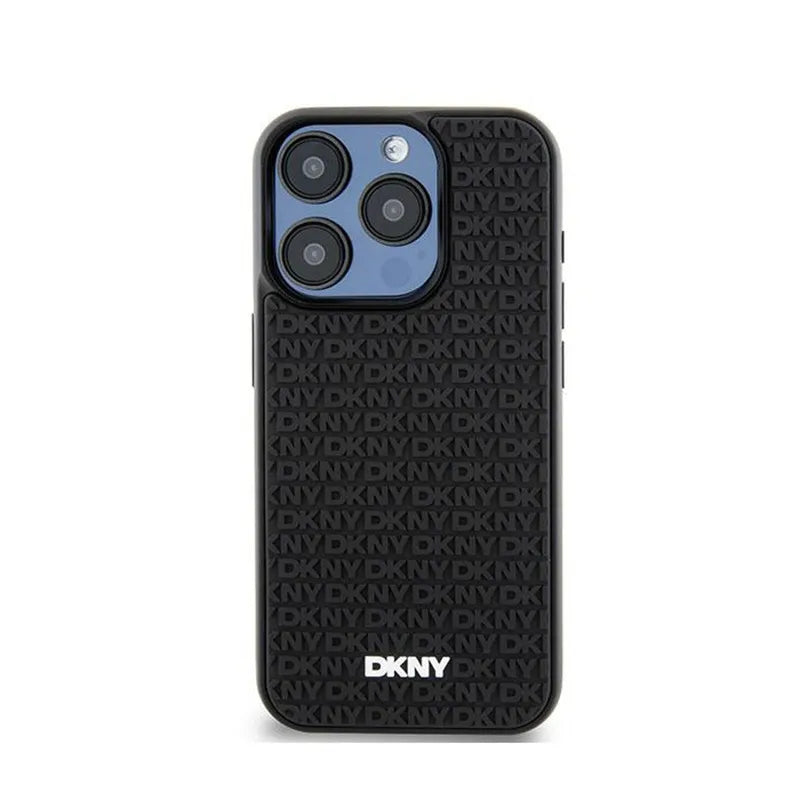 DKNY 3D Rubber Repeat Pattern – Dėklas, skirtas iPhone 15 Pro Max (juodas)