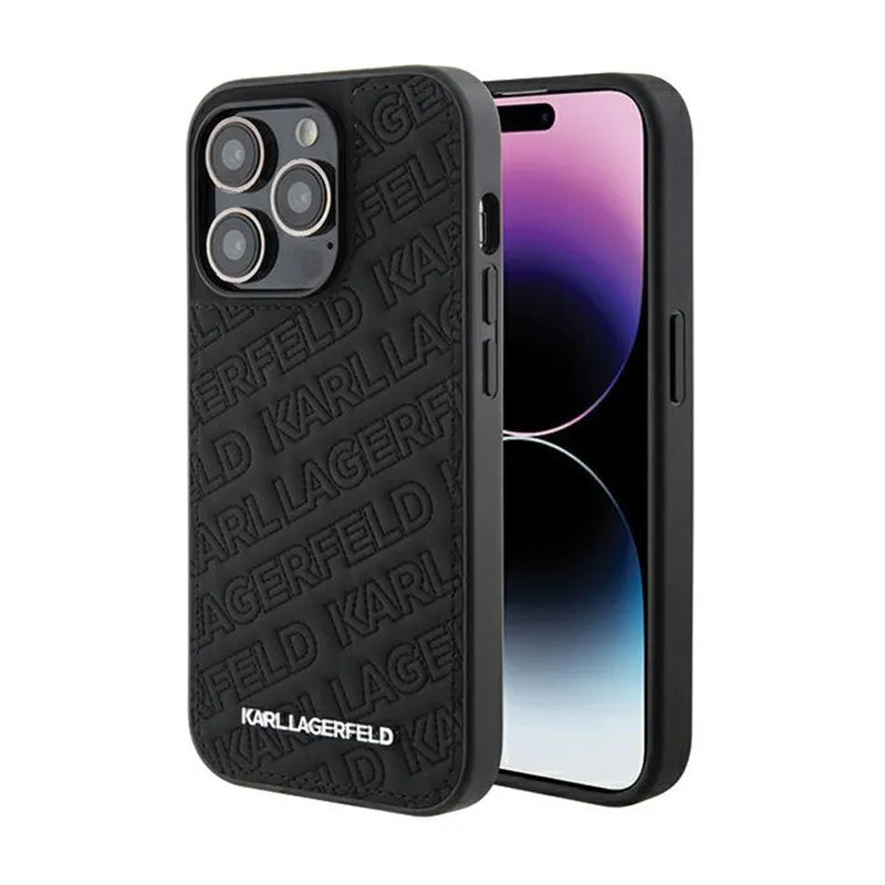 Karl Lagerfeld Quilted K Pattern – dėklas iPhone 15 Pro (juodas)