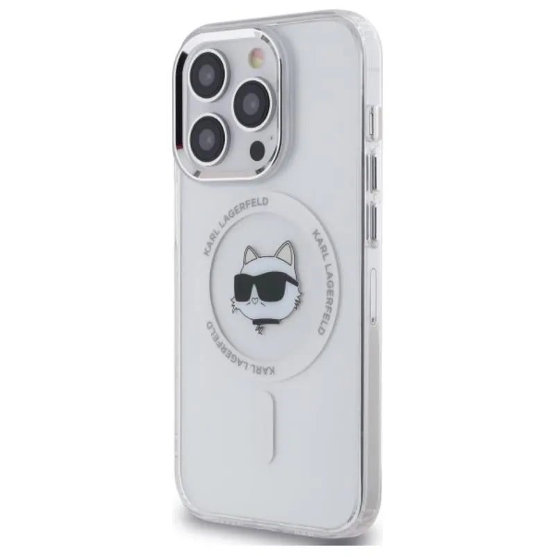 Karl Lagerfeld IML Metal Choupette Head MagSafe – dėklas, skirtas iPhone 13 Pro (baltas)