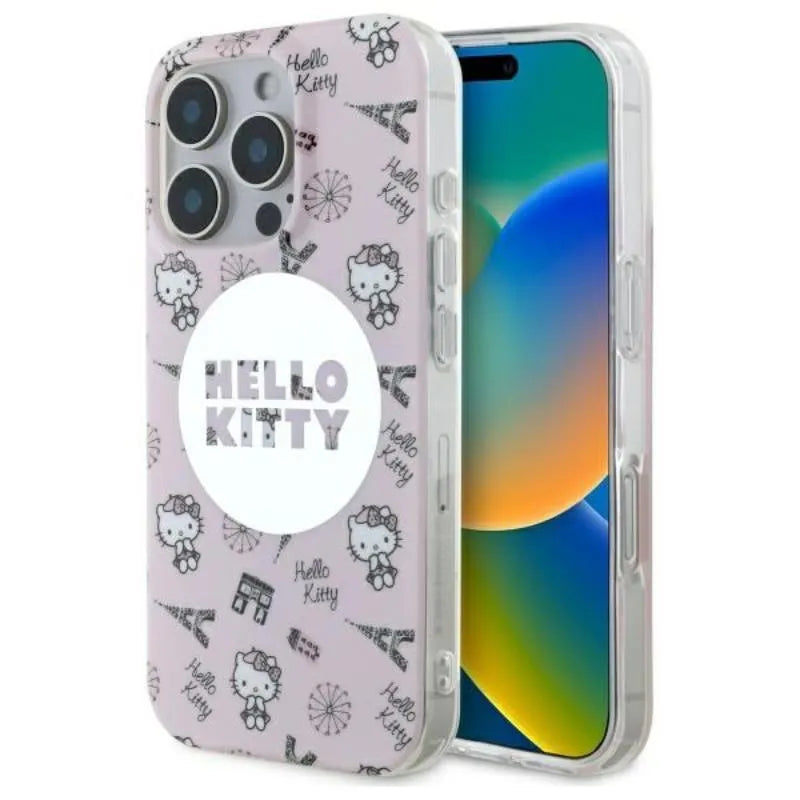 Hello Kitty IML All Over Paris MagSafe – dėklas, skirtas iPhone 16 Pro Max (rožinis)