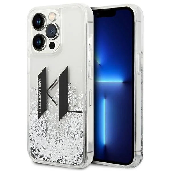 Karl Lagerfeld Liquid Glitter Big Logo dėklas – dėklas skirtas iPhone 14 Pro (sidabrinis)