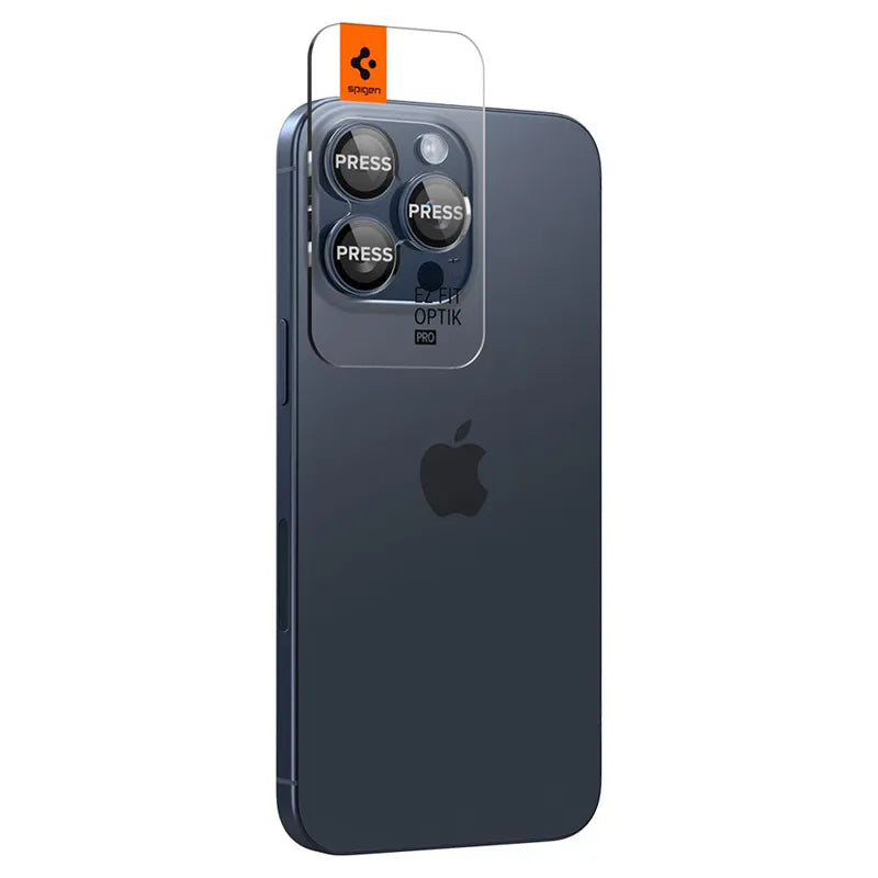 Spigen Optik Pro GLAS.TR EZ Fit kameros apsauga 2 vnt. – Apsauginis stiklas fotoaparato objektyvui, skirtas iPhone 15 Pro / iPhone 15 Pro Max / iPhone 14 Pro / iPhone 14 Pro Max (2 vnt.)