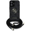 „Guess 4G Big Logo Cord Strap Crossbody“ – dėklas „iPhone 16 Plus“ (juodas)
