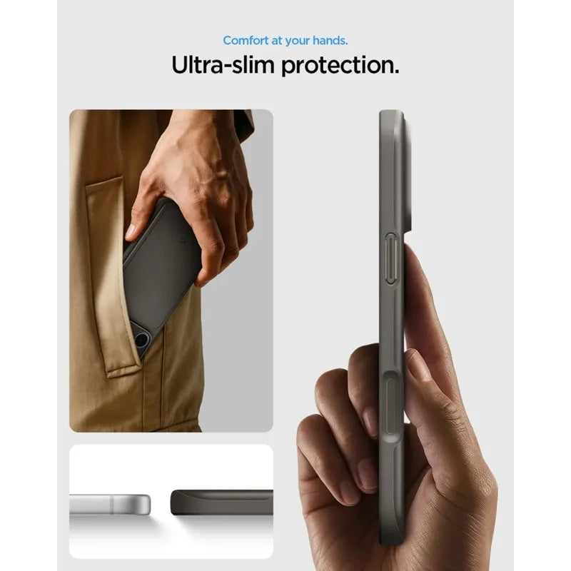 Spigen Thin Fit Mag MagSafe – dėklas, skirtas iPhone 18 Pro / 17 Pro (Gunmetal)