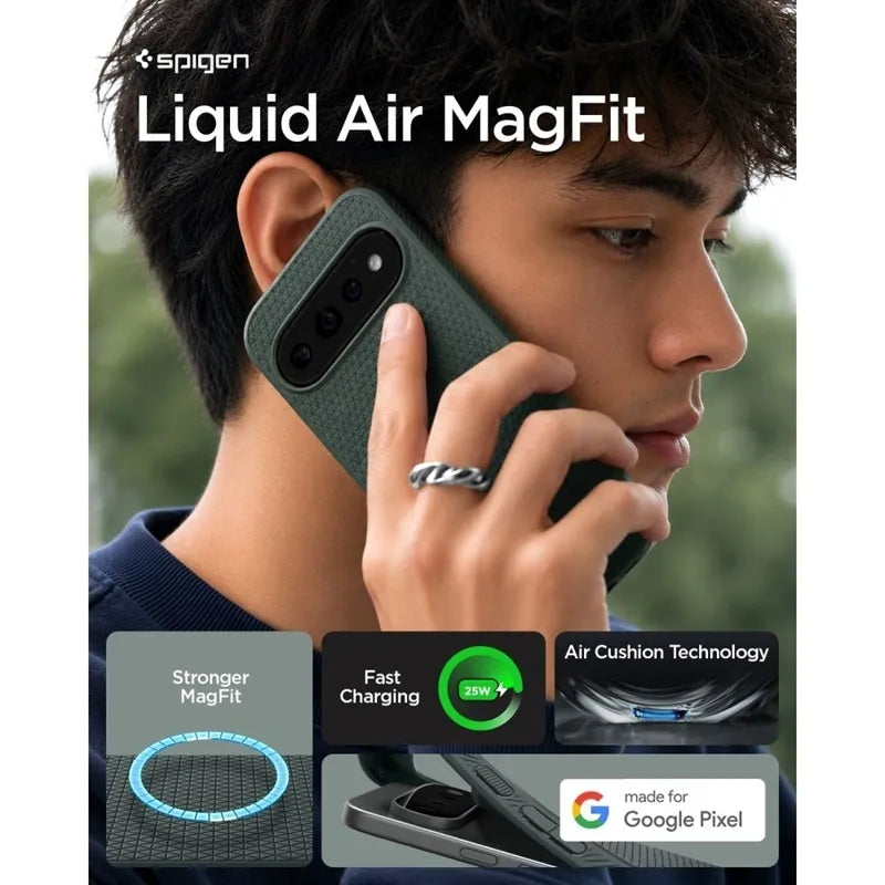 Spigen Liquid Air Mag MagSafe – Dėklas Google Pixel 11 Pro (Abyss Green)