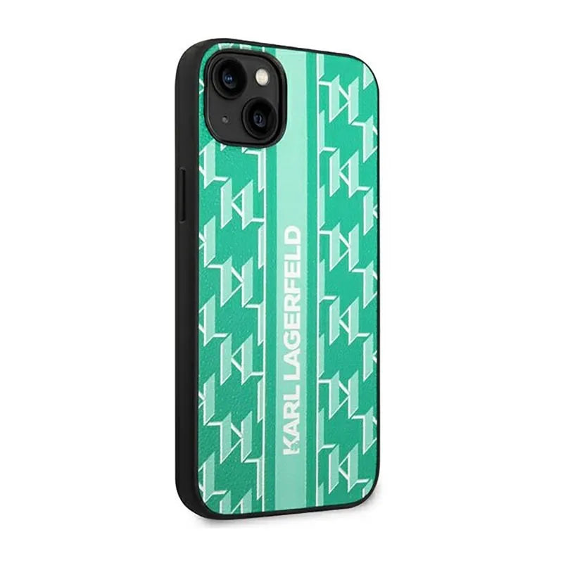 Karl Lagerfeld Monogram Stripe – Dėklas, skirtas iPhone 14 Plus (žalias)