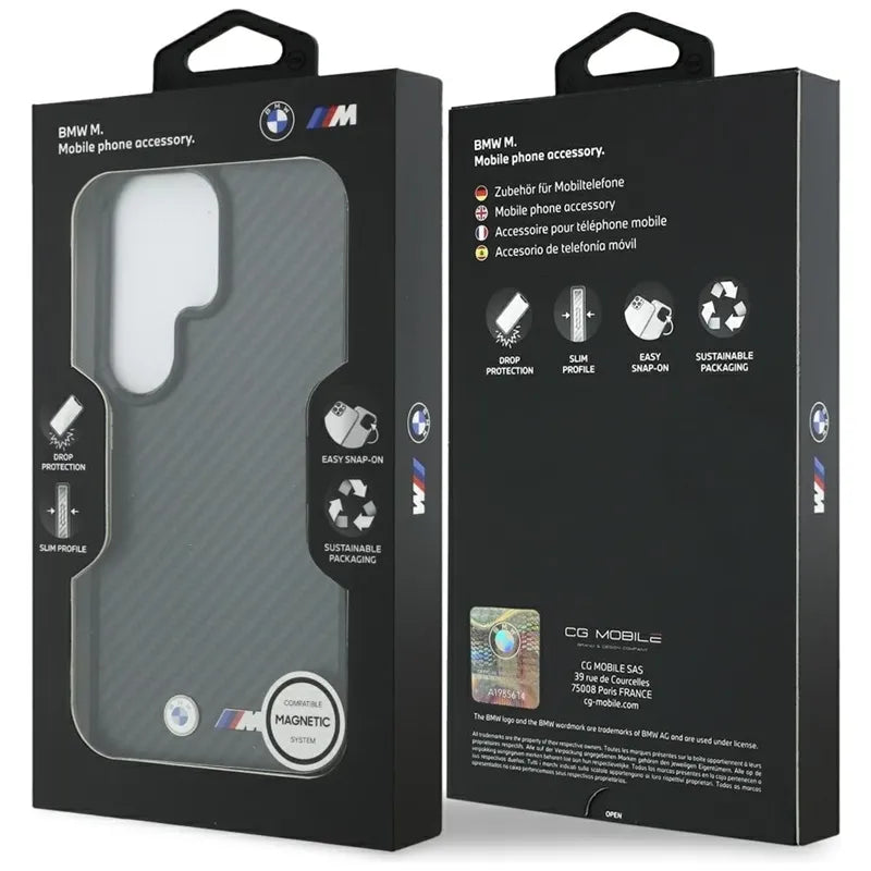 BMW M Kevlar Logo MagSafe – Samsung Galaxy S26 Ultra dėklas (juodas)