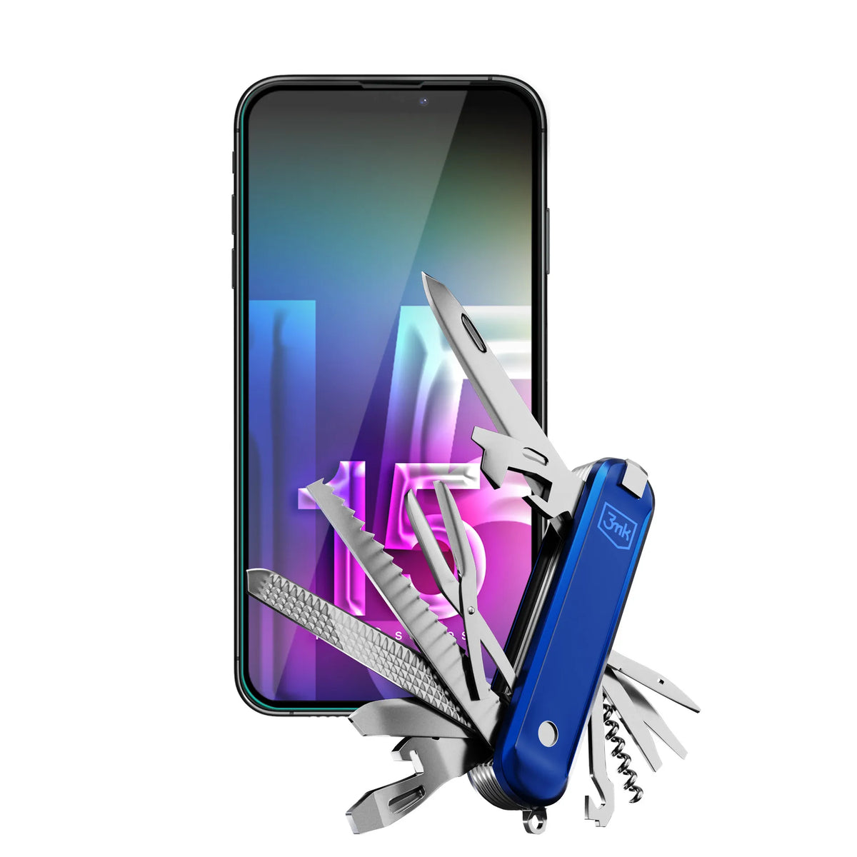 3mk HardGlass Max Lite – grūdintas stiklas iPhone 15 telefonui (juodas)