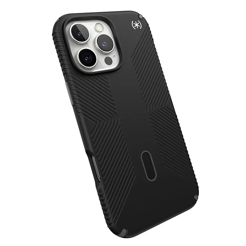 Speck Presidio2 Grip ClickLock & MagSafe – iPhone 16 Pro Max dėklas (juodas / skalūno pilkas / baltas)