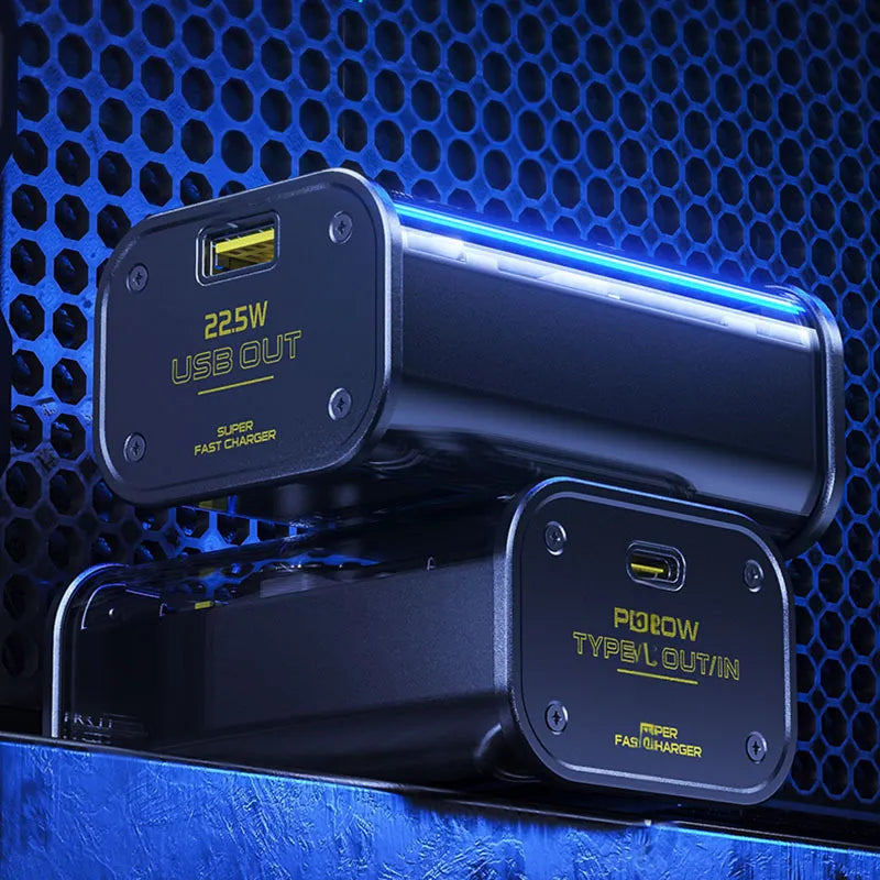 WEKOME WP-333 Vanguard Series – Išorinė baterija (power bank) 10000 mAh Super Charging PD 20W + QC 22.5W (juoda / skaidri)