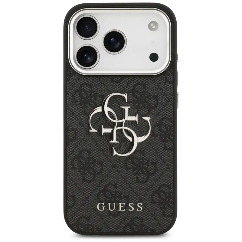 Guess 4G Big 4G Classic Logo – dėklas iPhone 17 Pro (juodas / sidabrinis)