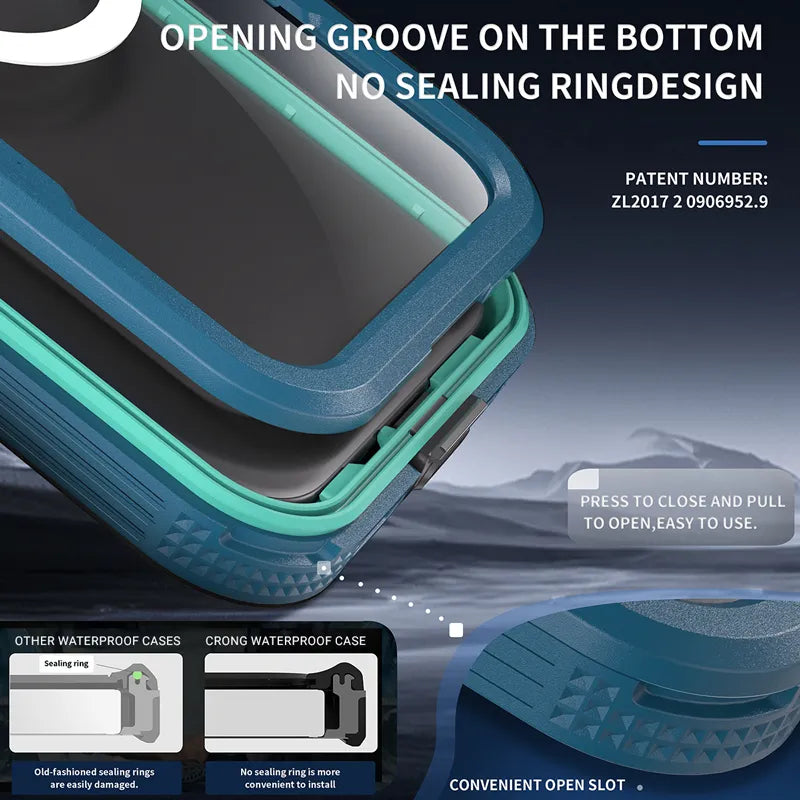 Crong Seal Cover - IP68 vandeniui atsparus dėklas, skirtas iPhone 17 Pro (juodas)