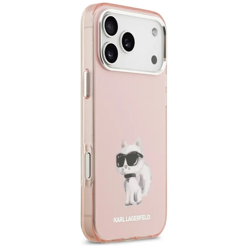 Karl Lagerfeld IML Aquarelle Choupette & Logo MagSafe – dėklas, skirtas iPhone 17 Pro (rožinis)