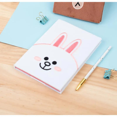 Line Friends - Pliušinis sąsiuvinis A5 (baltas)