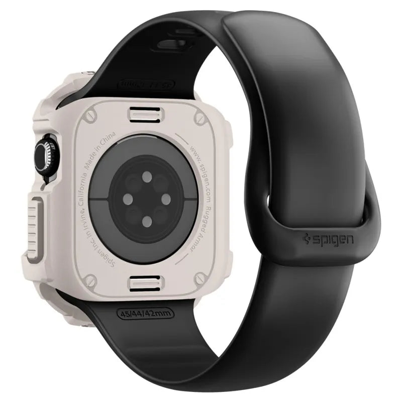 Spigen Rugged Armor V2 – dėklas, skirtas Apple Watch 10/11 42 mm (Dune Beige)