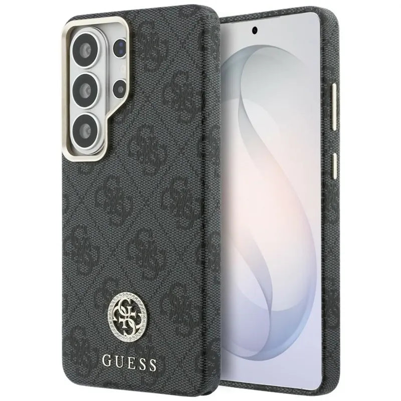 Guess 4G Rhinestone Round Logo MagSafe - Samsung Galaxy S26 Ultra dėklas (juodas)